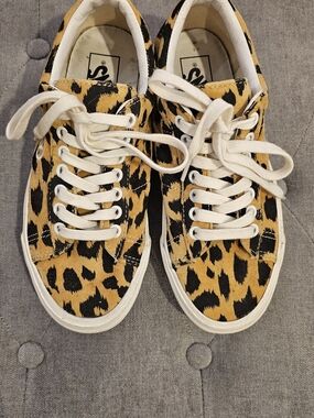 Vans Leopard-Print Low-Top Sneakers in Yellow and Black